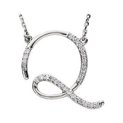 Sterling Silver 1/6 CTW Natural Diamond Initial Q 16" Necklace