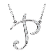 Sterling Silver .08 CTW Natural Diamond Initial P 16" Necklace
