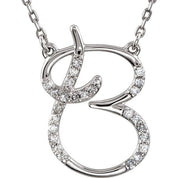 Sterling Silver 1/8 CTW Natural Diamond Initial B 16" Necklace