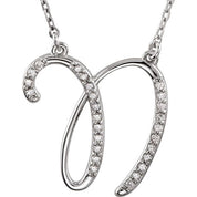 Sterling Silver 1/8 CTW Natural Diamond Initial N 16" Necklace