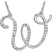 Sterling Silver 1/6 CTW Natural Diamond Initial W 16" Necklace