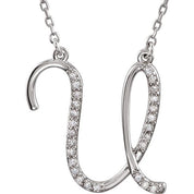 Sterling Silver 1/8 CTW Natural Diamond Initial U 16" Necklace