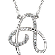 Sterling Silver 1/8 CTW Natural Diamond Initial A 16" Necklace