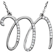 Sterling Silver 1/6 CTW Natural Diamond Initial M 16" Necklace
