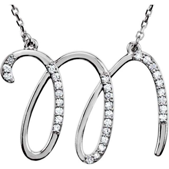 Sterling Silver 1/6 CTW Natural Diamond Initial M 16" Necklace