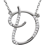 Sterling Silver 1/8 CTW Natural Diamond Initial D 16" Necklace