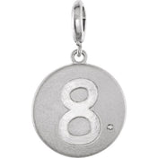 Sterling Silver .005 CT Natural Diamond Numeral 8 Charm