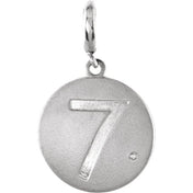 Sterling Silver .005 CT Natural Diamond Numeral 7 Charm