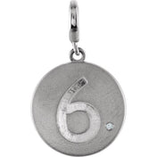 Sterling Silver .005 CT Natural Diamond Numeral 6 Charm
