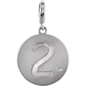 Sterling Silver .005 CT Natural Diamond Numeral 2 Charm