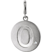 Sterling Silver .005 CT Natural Diamond Numeral 0 Charm