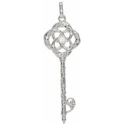 Sterling Silver 1/10 CTW Natural Diamond Vine Key Pendant