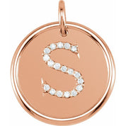 14K Rose 1/10 CTW Natural Diamond Posh Mommy? Initial S Pendant