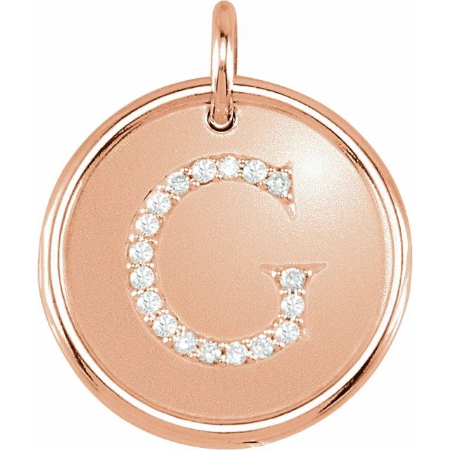 14K Rose 1/10 CTW Natural Diamond Posh Mommy? Initial G Pendant