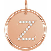 14K Rose .08 CTW Natural Diamond Posh Mommy? Initial Z Pendant