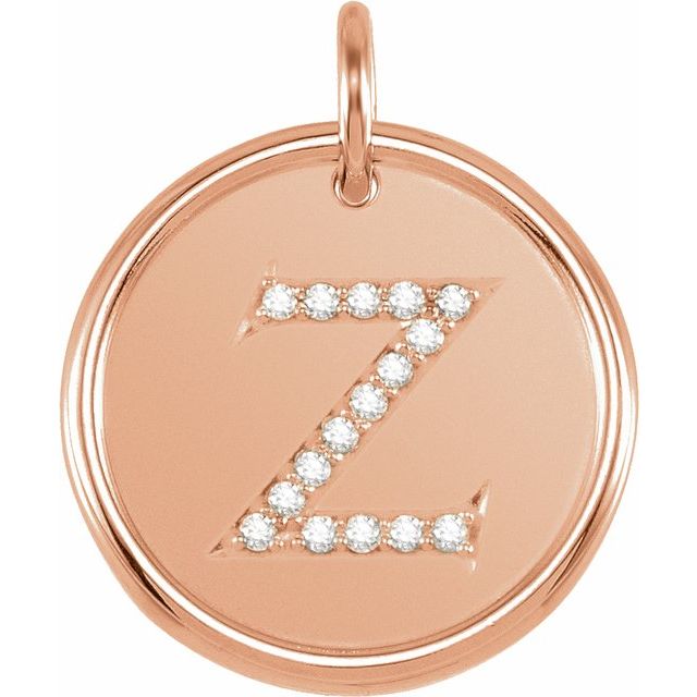 14K Rose .08 CTW Natural Diamond Posh Mommy? Initial Z Pendant