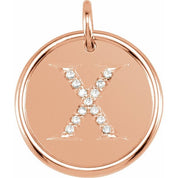 14K Rose .07 CTW Natural Diamond Posh Mommy? Initial X Pendant