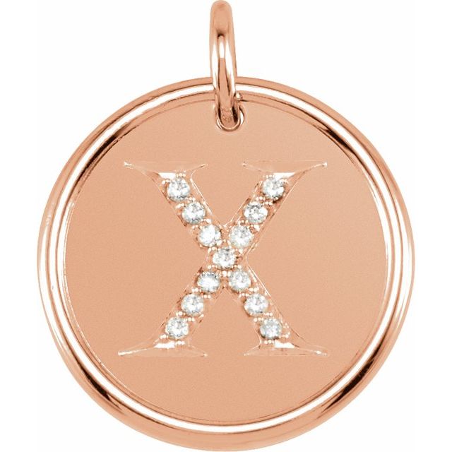 14K Rose .07 CTW Natural Diamond Posh Mommy? Initial X Pendant