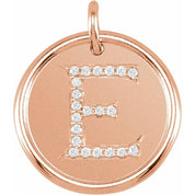 14K Rose 1/10 CTW Natural Diamond Posh Mommy? Initial E Pendant