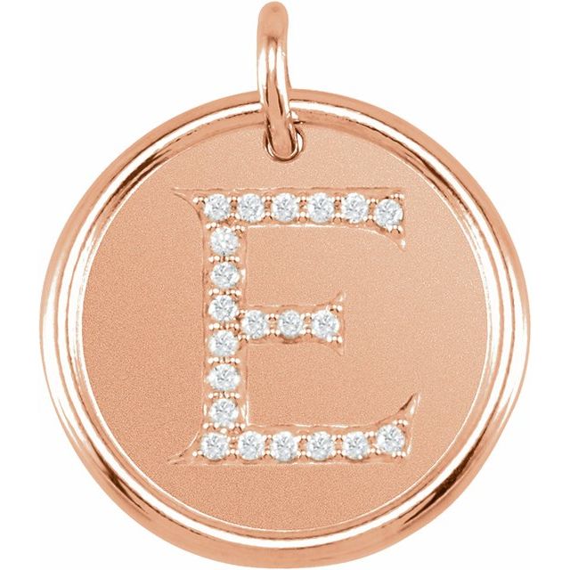 14K Rose 1/10 CTW Natural Diamond Posh Mommy? Initial E Pendant