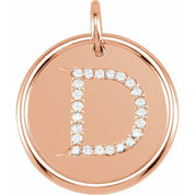 14K Rose .08 CTW Natural Diamond Posh Mommy? Initial D Pendant