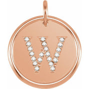 14K Rose 1/10 CTW Natural Diamond Posh Mommy? Initial W Pendant