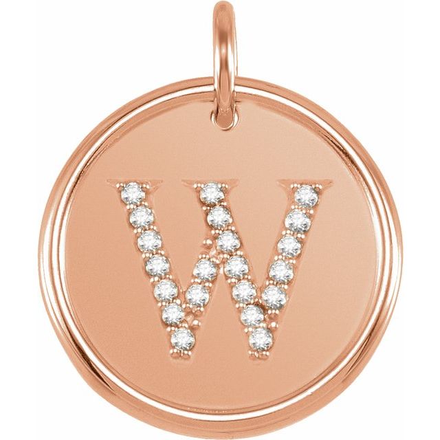14K Rose 1/10 CTW Natural Diamond Posh Mommy? Initial W Pendant