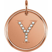 14K Rose .06 CTW Natural Diamond Posh Mommy? Initial Y Pendant