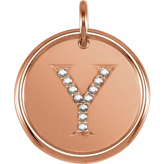14K Rose .06 CTW Natural Diamond Posh Mommy? Initial Y Pendant