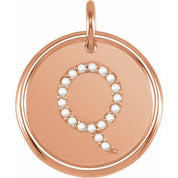 14K Rose 1/10 CTW Natural Diamond Posh Mommy? Initial Q Pendant