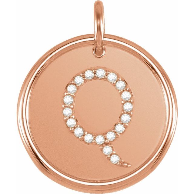 14K Rose 1/10 CTW Natural Diamond Posh Mommy? Initial Q Pendant
