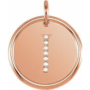 14K Rose .04 CTW Natural Diamond Posh Mommy? Initial I Pendant
