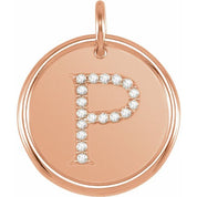 14K Rose 1/10 CTW Natural Diamond Posh Mommy? Initial P Pendant