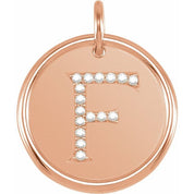 14K Rose .08 CTW Natural Diamond Posh Mommy? Initial F Pendant