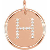 14K Rose .07 CTW Natural Diamond Posh Mommy? Initial H Pendant