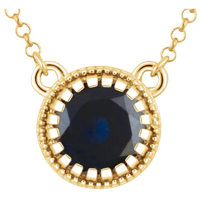 Jewelry State 14K Yellow Natural Blue Sapphire September 18" Birthstone Necklace - Motek Jewelry