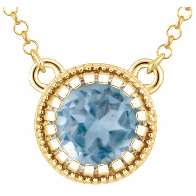 14K Yellow Natural Swiss Blue Topaz December Birthstone Necklace - Jewelry State Set - Motek Jewelry