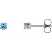 14K White Natural Swiss Blue Topaz Youth Earrings