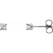 14K White Imitation Diamond Youth Earrings