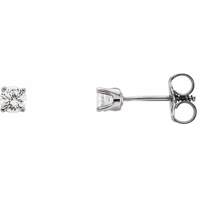 14K White Imitation Diamond Youth Earrings