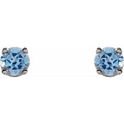 14K White Natural Swiss Blue Topaz Youth Earrings