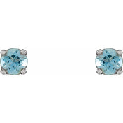 Sterling Silver Natural Blue Zircon Youth Earrings