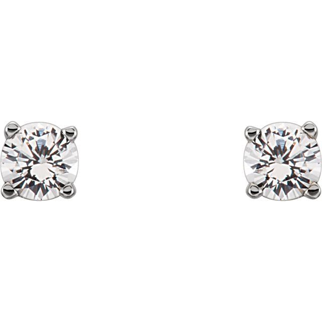 14K White Imitation Diamond Youth Earrings