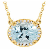 14K Yellow Natural Aquamarine & .04 CTW Natural Diamond 16 1/2" Necklace