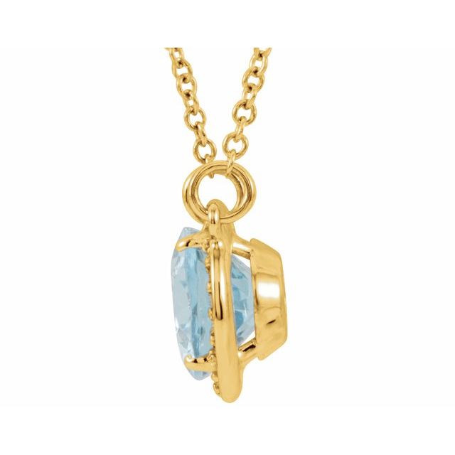 14K Yellow Natural Aquamarine & .04 CTW Natural Diamond 16 1/2" Necklace