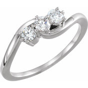 14K White 1/3 CTW Lab-Grown Diamond Three-Stone Ring