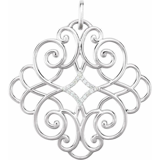 Sterling Silver 1/10 CTW Natural Diamond Pendant