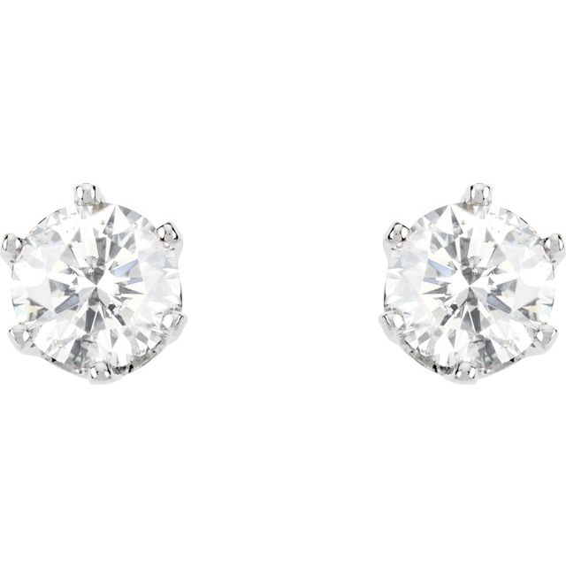 14K White 1 1/2 CTW Natural Diamond 6-Prong Stud Earrings