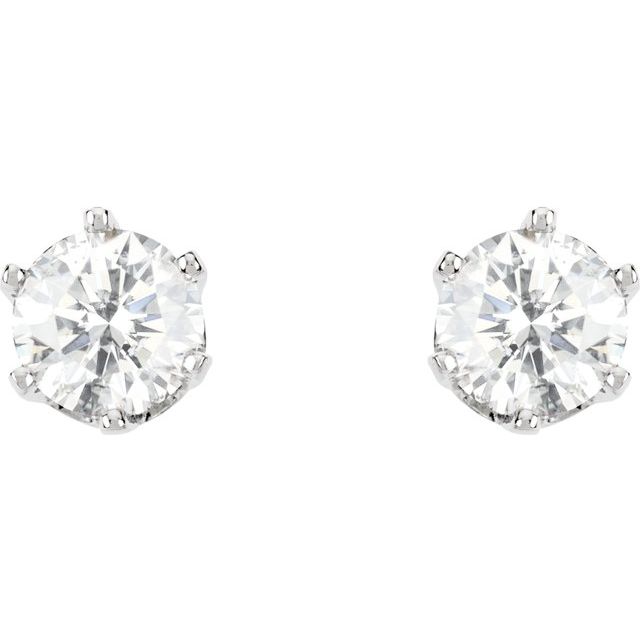 14K White 1 1/2 CTW Natural Diamond 6-Prong Stud Earrings