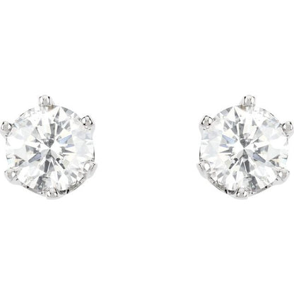 14K White 1 1/2 CTW Natural Diamond 6-Prong Stud Earrings